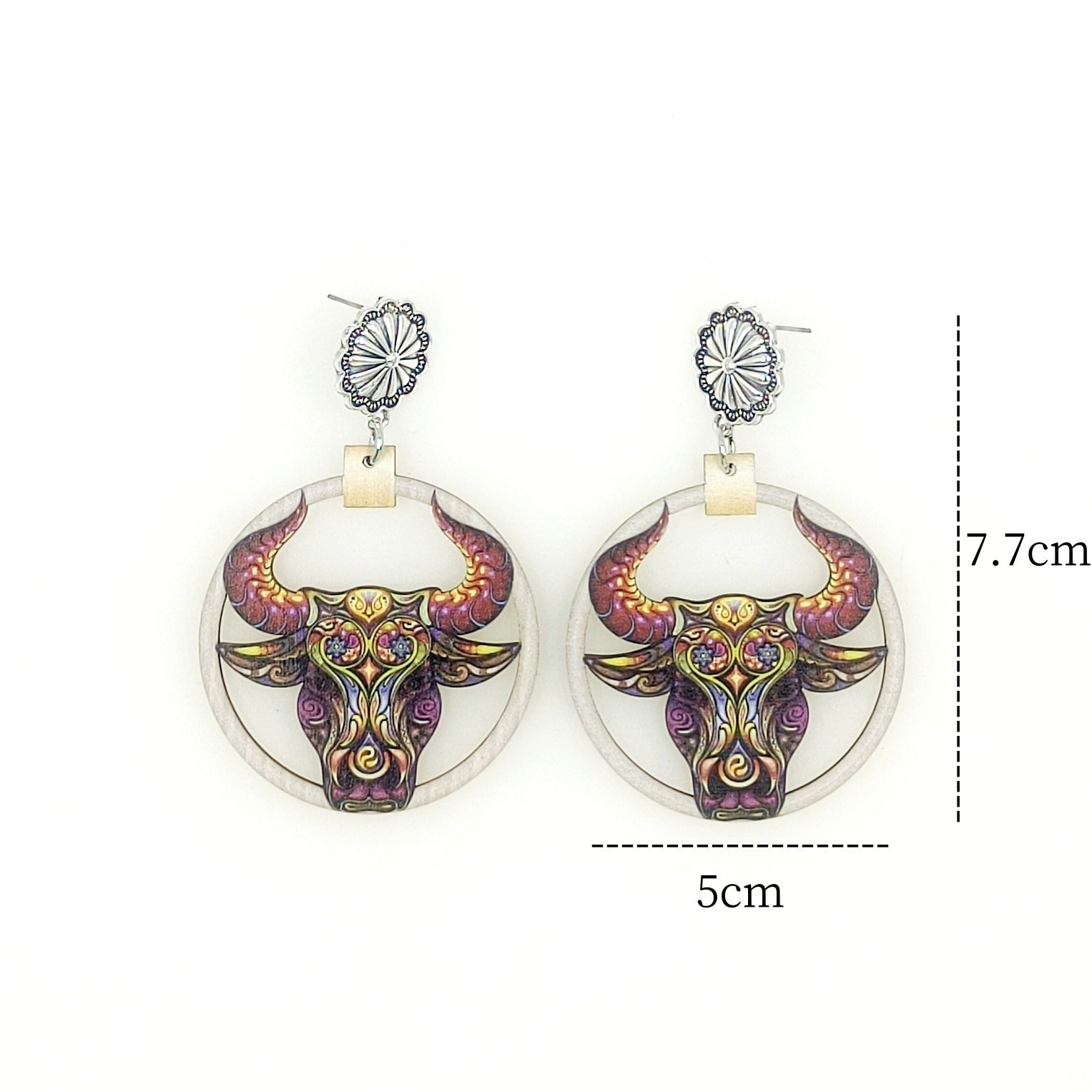 Wholesale Western Style Cowboy Earrings Vintage Wood Earrings ACC-ES-Yinx001