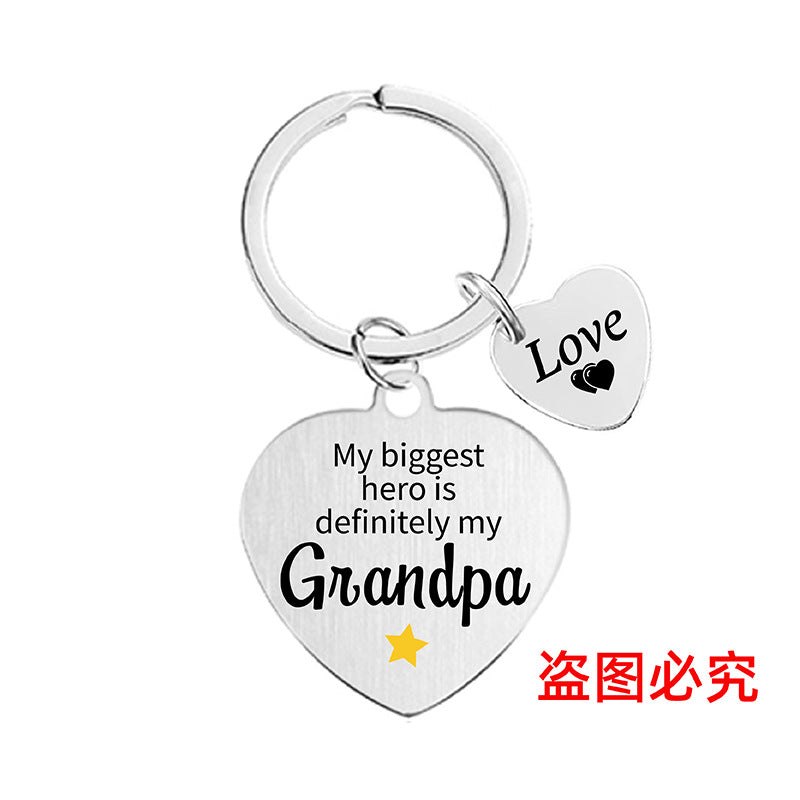 Wholesale Heart Color Print Family Affection Inspirational Holiday Gift Metal Keychain Creative Keychain ACC-KC-Ganggu020