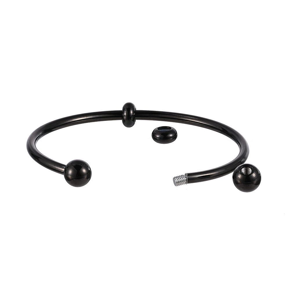 Wholesale Metal stainless steel waterproof non-fading hose elastic open beaded bracelet