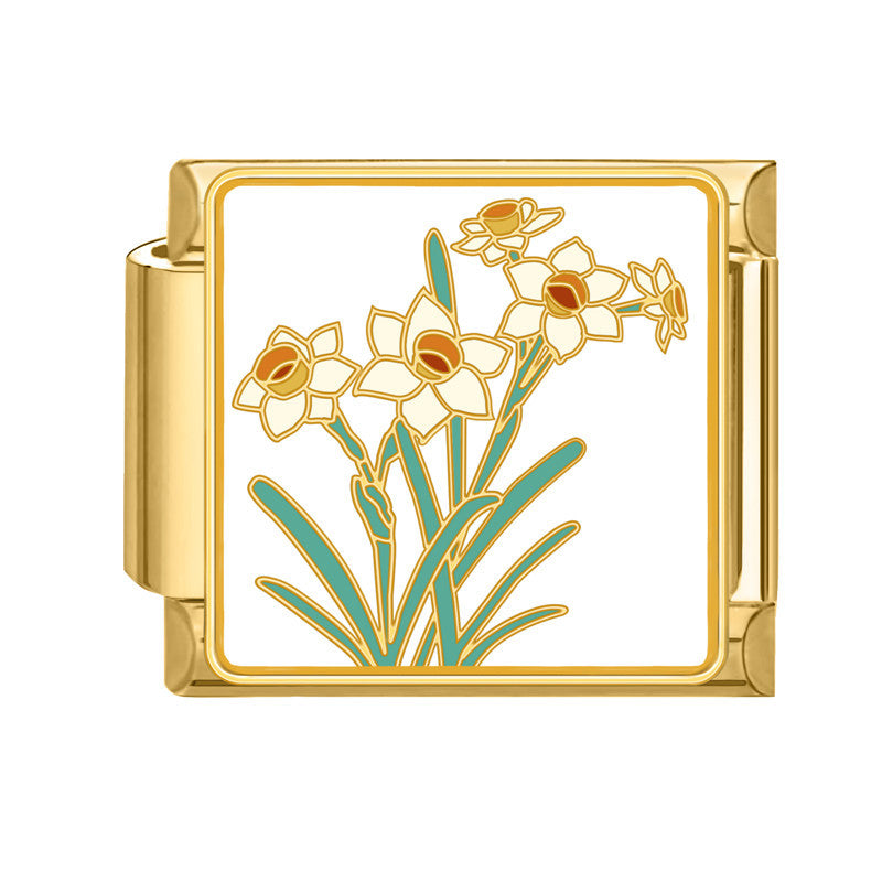 Wholesale 9mm Italian Charm Starter Bracelets DIY Flower Series Stainless Steel Composable Bracelet