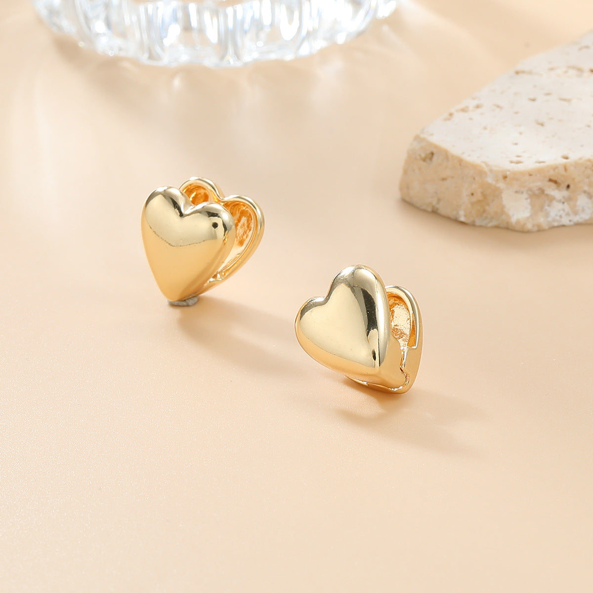 Wholesale double layer heart shaped alloy earrings ACC-ES-JL007