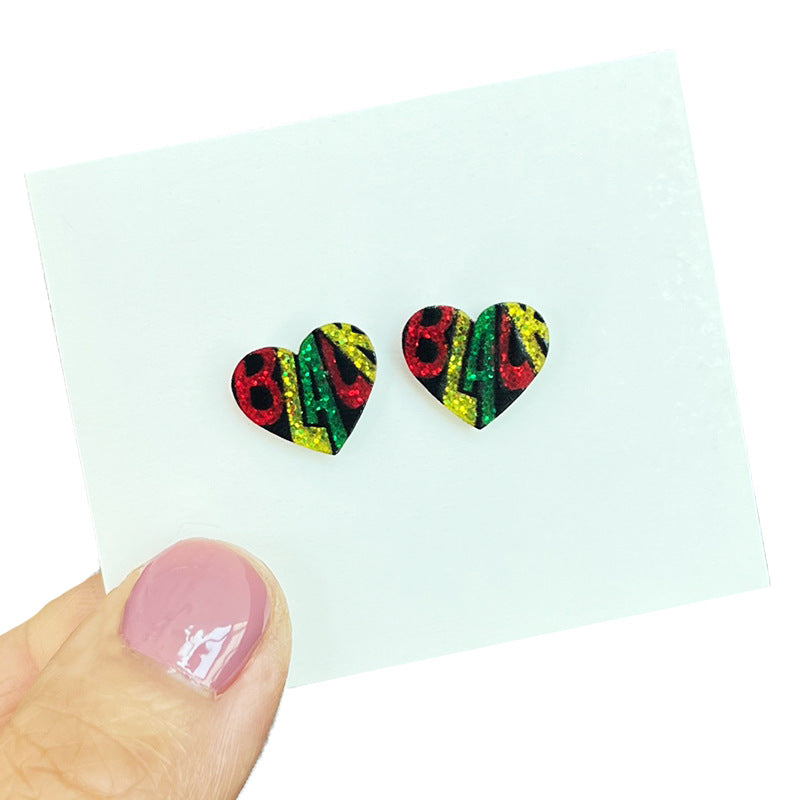Wholesale Color Matching Earrings Black Liberation June Day Love Shiny  Earrings