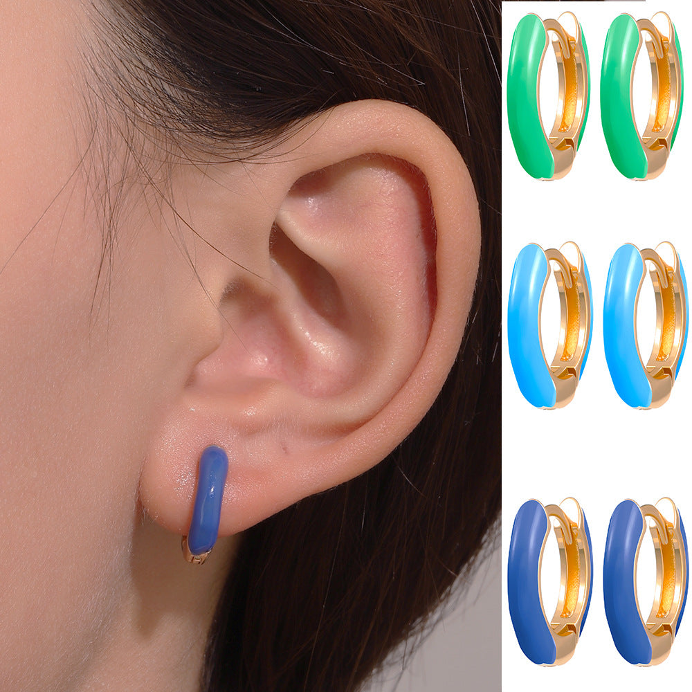 Wholesale  color drop oil C- shaped earrings