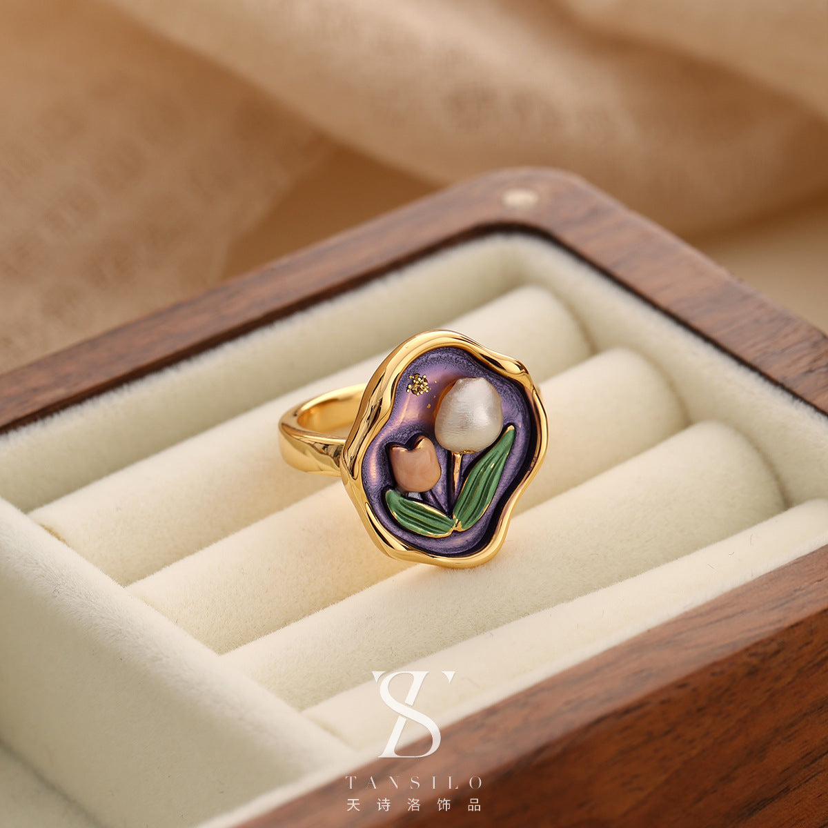 Wholesale Real Pearl Butterfly Ring Opening Ring Adjustable Non-fading Index Finger Ring