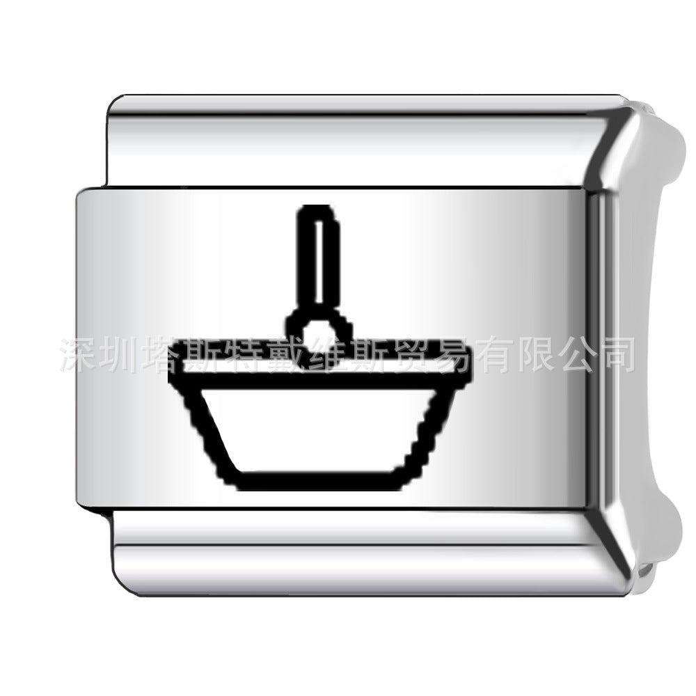 Wholesale 9mm Italian Charm Starter Bracelets DIY square Single Section Creative Stainless Steel Composable Bracelet