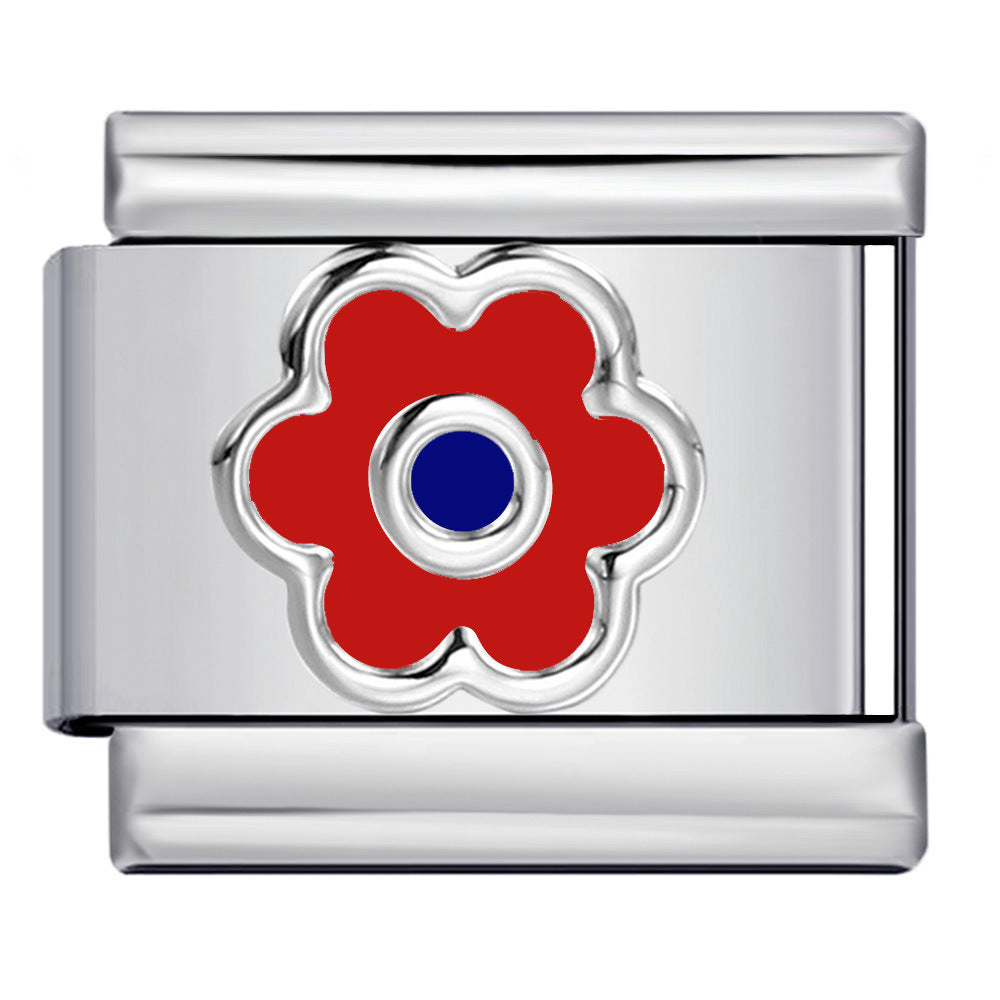 Wholesale Italian Charm Bracelet 9mm DIY Splicing Colored Oil-Drip Petals Stainless Steel Composable Bracelet