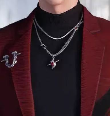 Wholesale Retro Red Drop Rose Necklace