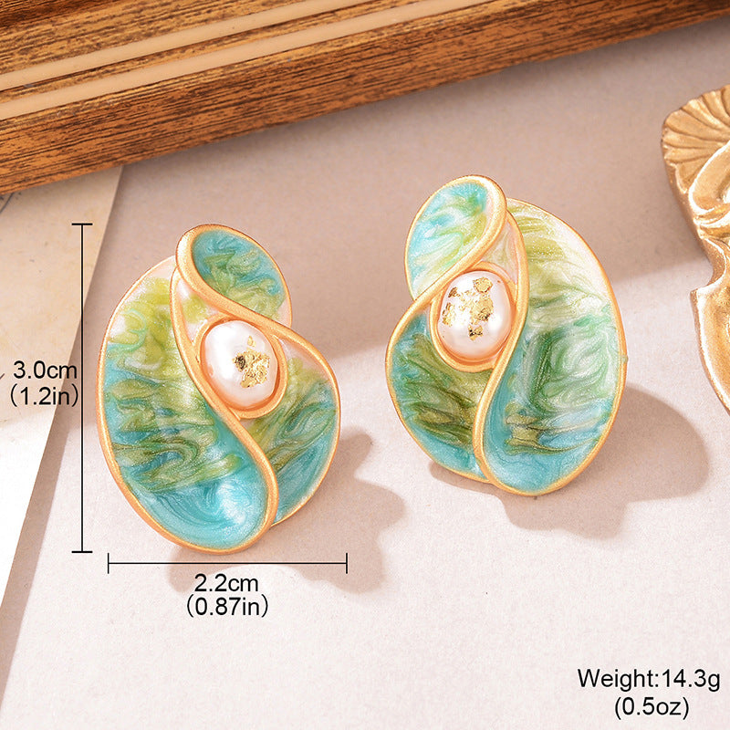 Wholesale Baroque Natural Pearl 925 Silver High-End  Earrings