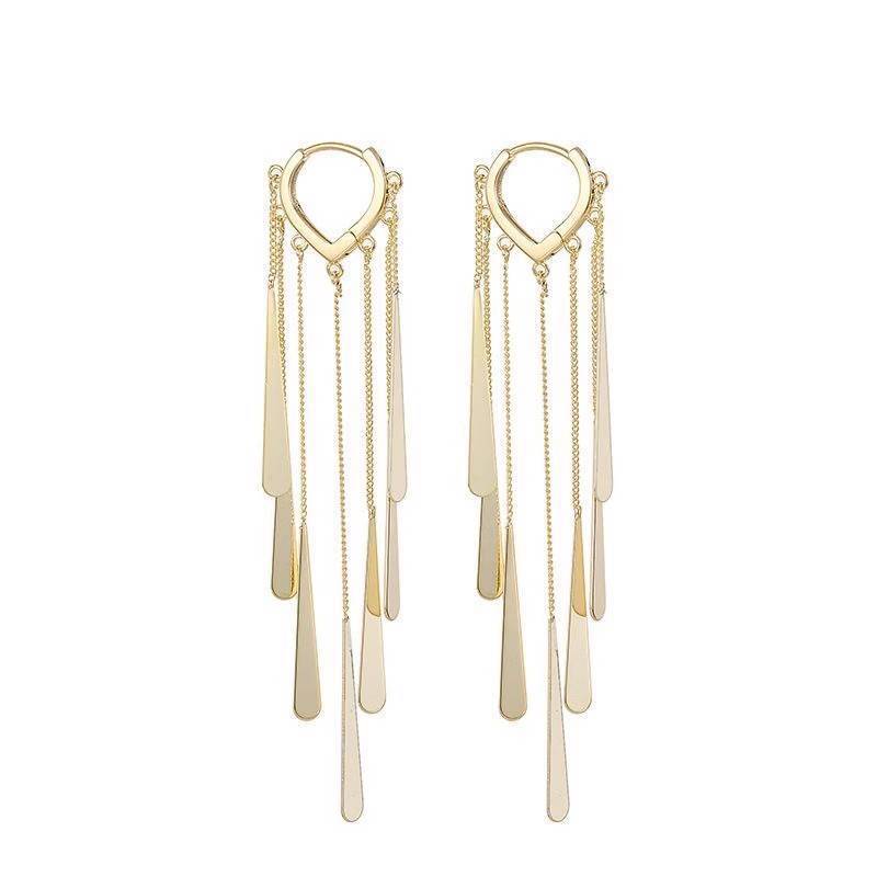 Wholesale metal exaggerated heart long tassel earrings