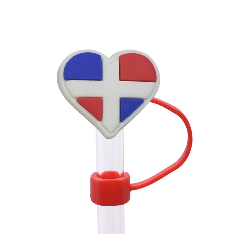 Wholesale Random 100pcs Independence Day Series PVC Soft Straw Tube Cap