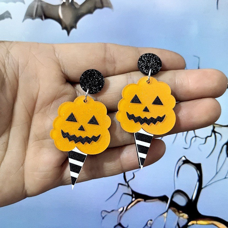 Wholesale Cartoon Ghost Bat Pumpkin  Earrings Acrylic Fashion Jewelry Gift for Boutique Resale