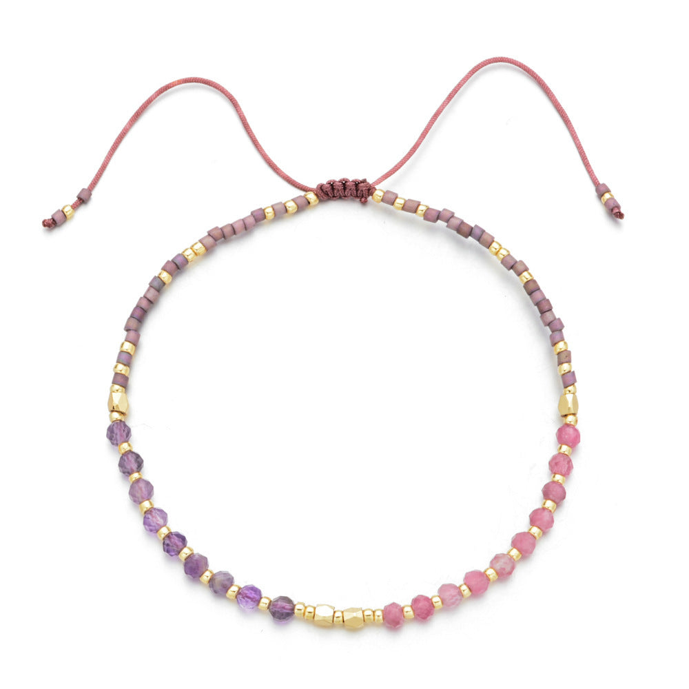 Wholesale Glass Bead Boho Bracelet,  Women' s Adjustable Sliding Beaded Jewelry,  Handmade Fashion Accessory