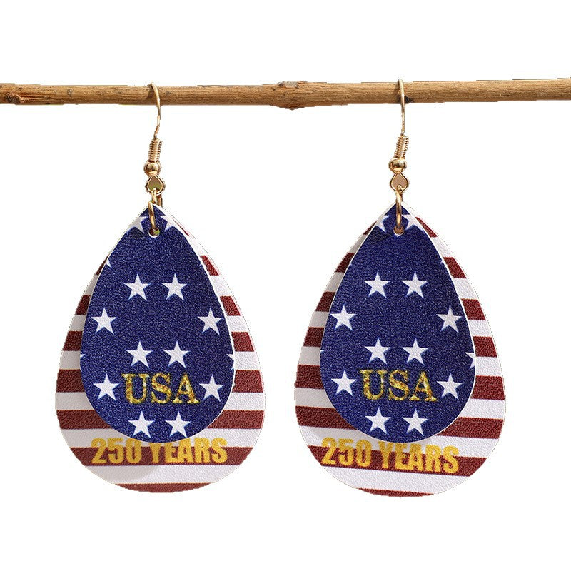 Wholesale Independence Day Leather Earrings
