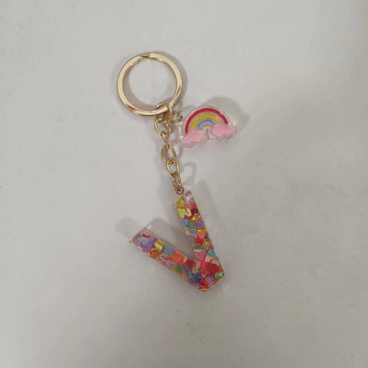 Wholesale Trendy Resin Alphabet Letter Keychains 26 A Z Iridescent Sequin Charm Set Party Gift Bag Charm Boutique Resale Accessory