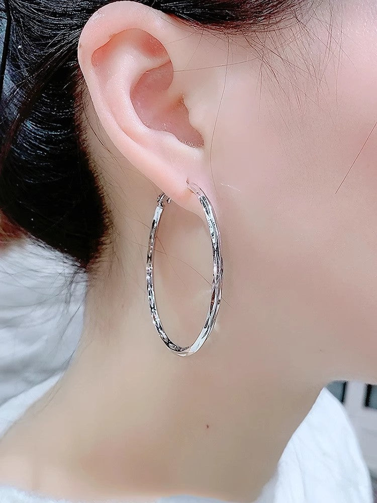 Wholesale Hoop Diamond Pattern Shiny Earrings