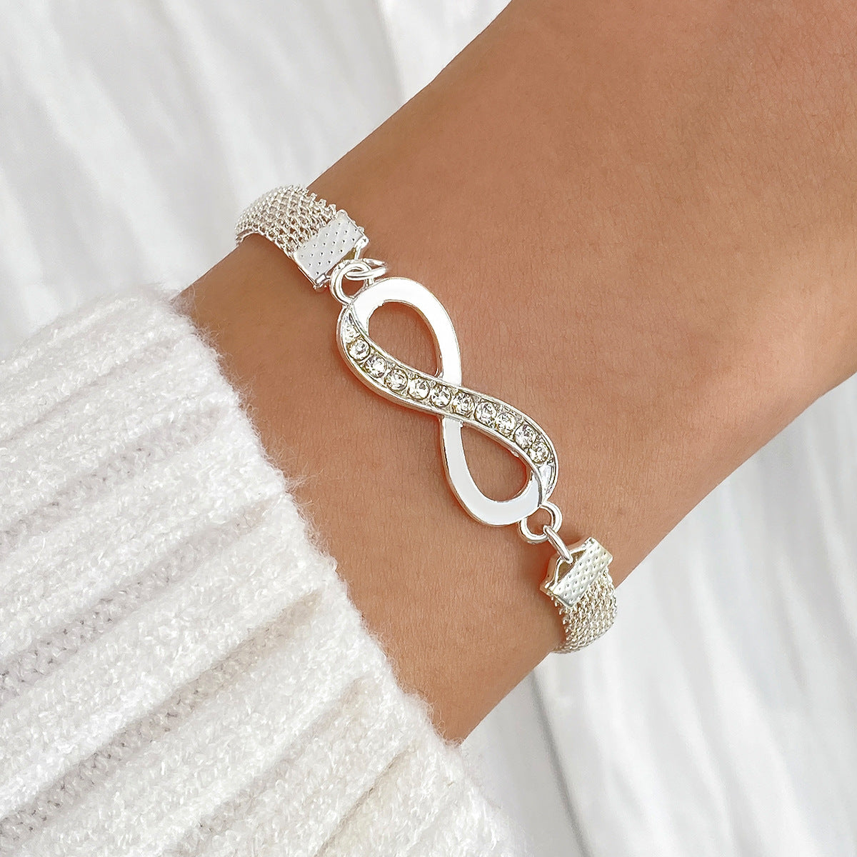 Wholesale Zinc Alloy Infinite Symbol Open Bracelet Set - 3 Piece Boutique Resale Jewelry Accessory