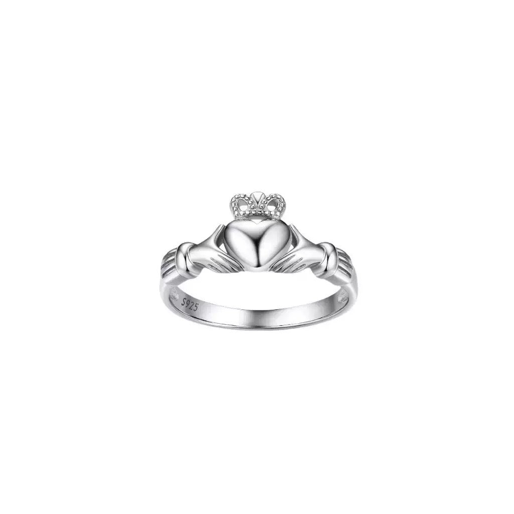 Wholesale S925 Silver Open Ring Crown Heart Design White Gold Tone Fashion Accessory Everyday Wear Gift