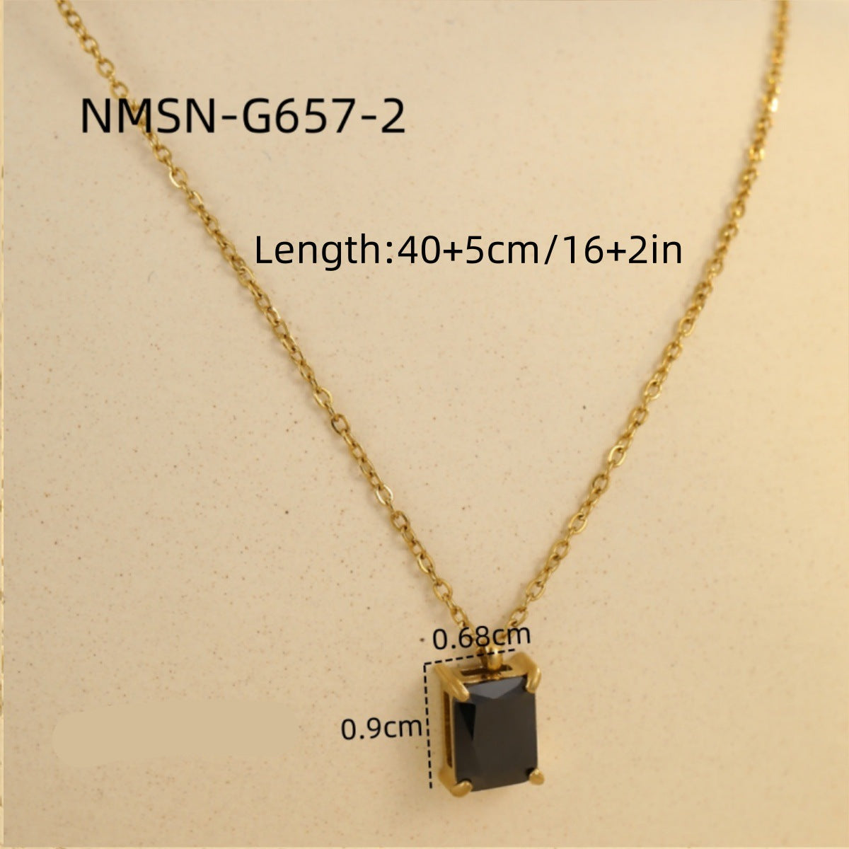 Wholesale Light Luxury  Stainless Steel Necklace Square Zircon Pendant  Clavicle Chain