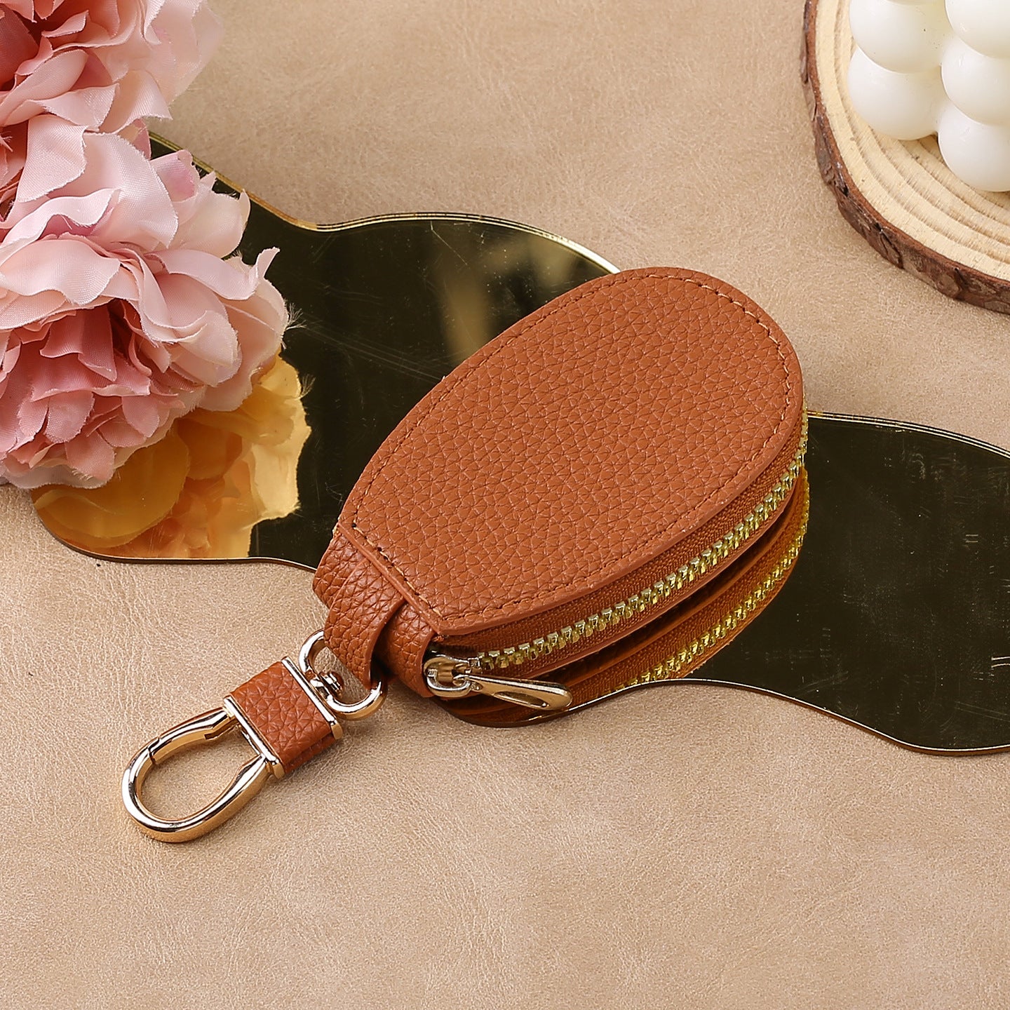 Wholesale Urban Car Key Bag PU Leather Keychain Pouch Stylish Solid Color Key Organizer For Men Women Car Key Accessory Gift
