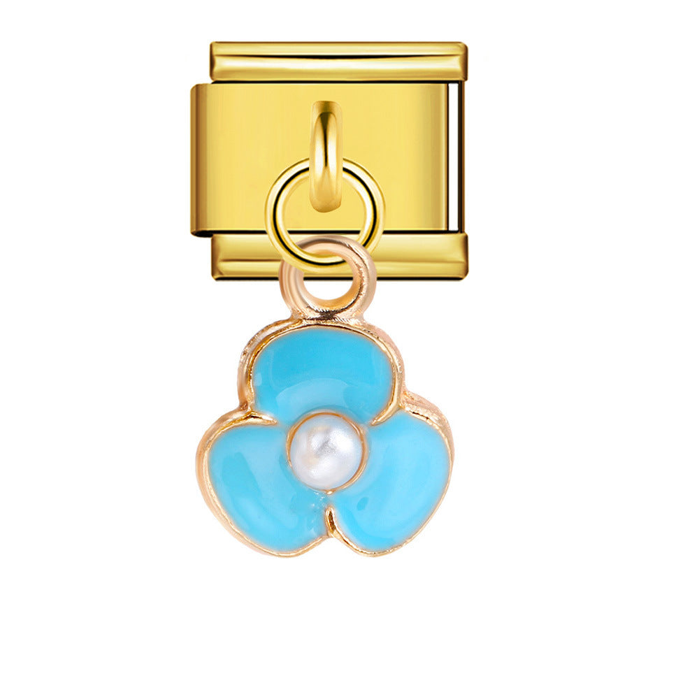 Wholesale Italian Charm Bracelet 9mm DIY Flower pendant Creative Stainless Steel Composable Bracelet