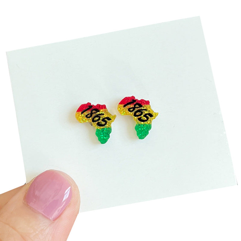 Wholesale Color Matching Earrings Black Liberation June Day Love Shiny  Earrings
