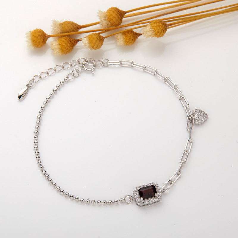 Wholesale natural amethyst gemstone s925 sterling silver bracelet