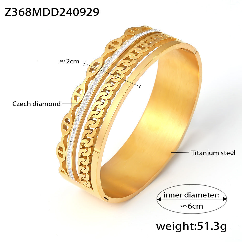 Wholesale  Light Luxury Titanium Steel Plated 18k Gold Non-fading Bracelet
