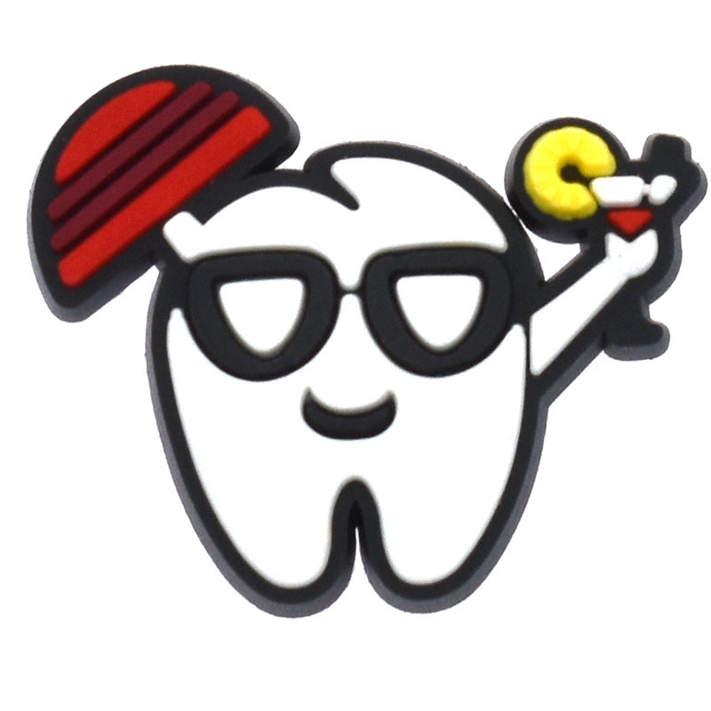 Wholesale Random 100pcs  cartoon toothbrush   PVC Soft Rubber Shoe Buckle Decoration