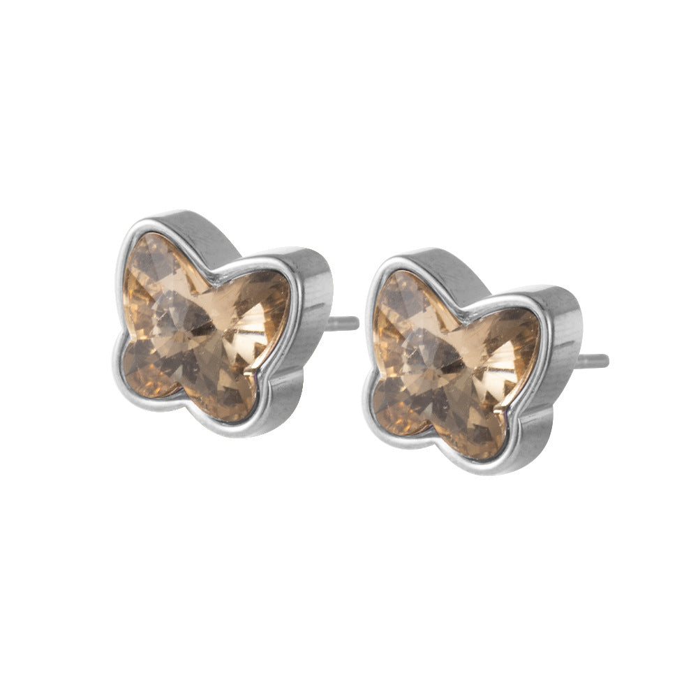Wholesale Gold Plated Stainless Steel Butterfly Earrings Colorful Details Women Jewelry Accessory