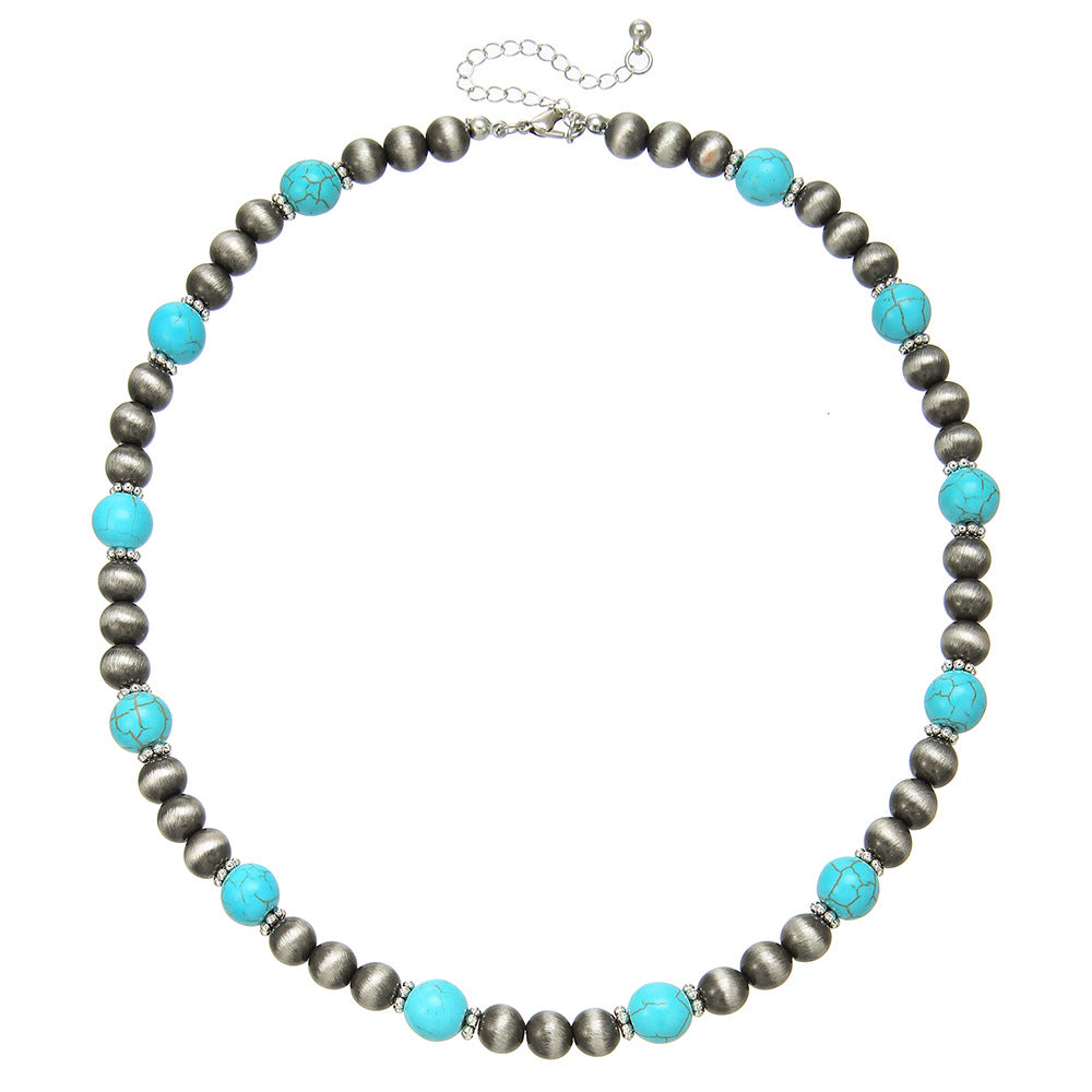 Wholesale Handmade Bohemian Turquoise Necklace with Butterfly Pearl Heart Pendant,  Fashion Jewelry Accessory