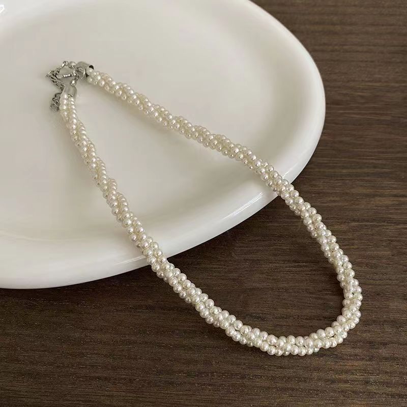 Wholesale Multi-layer Pearl Winding Necklace Clavicle Chain Choker Necklace ACC-NE-Tongs005
