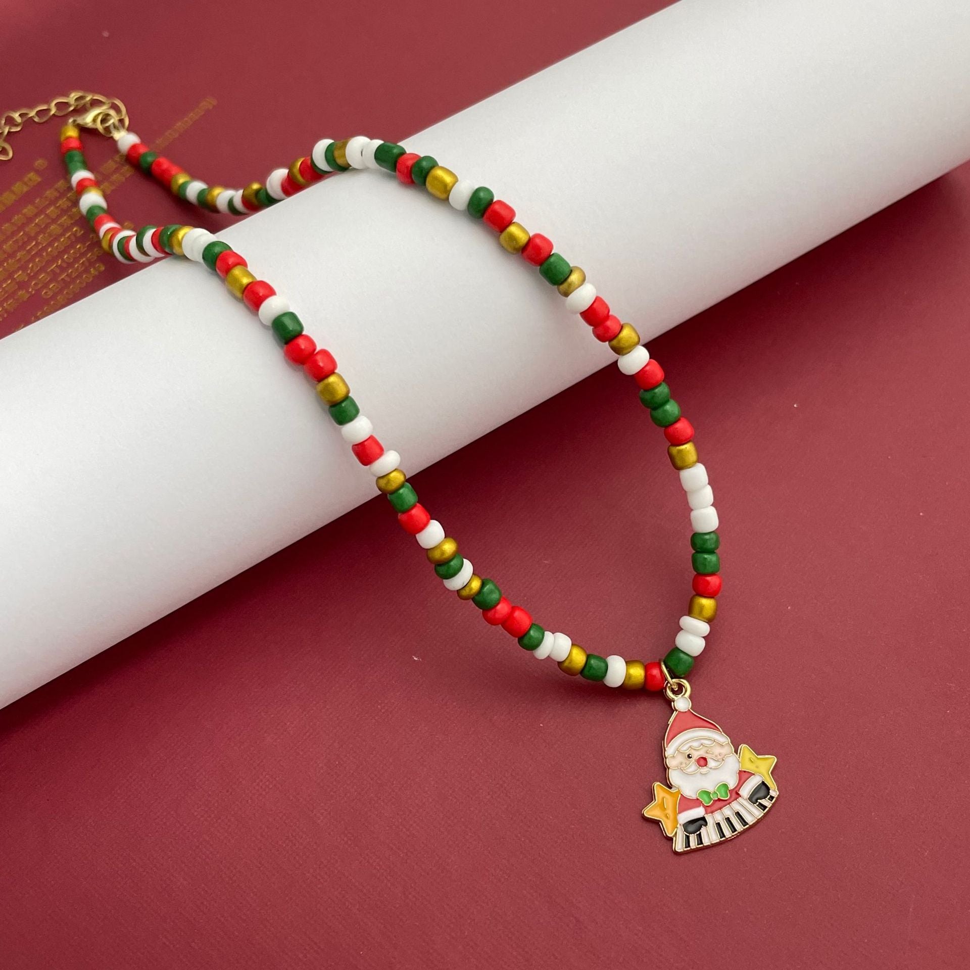 Wholesale Christmas acrylic rice beads necklace