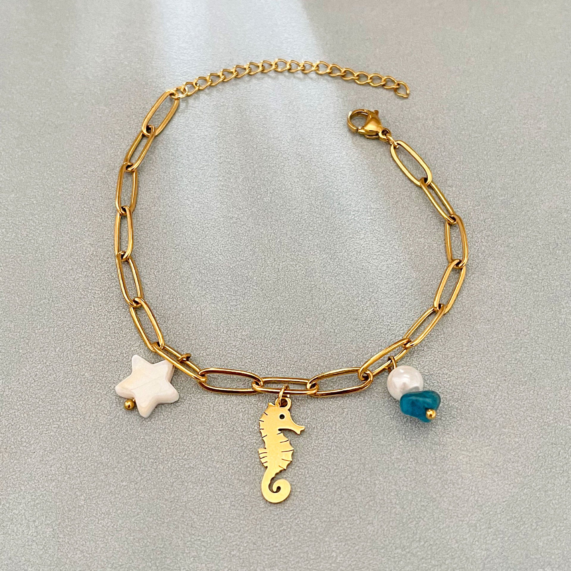 Wholesale Ocean Series Seahorse and Starfish Pendant Bracelet