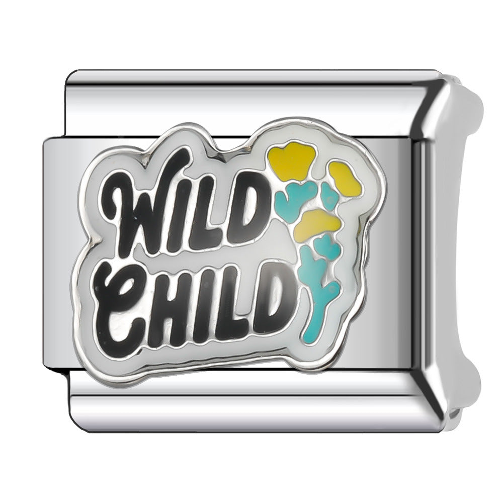 Wholesale Italian Charm Bracelet 9mm DIY Splicing English Retro Series Stainless Steel Composable Bracelet