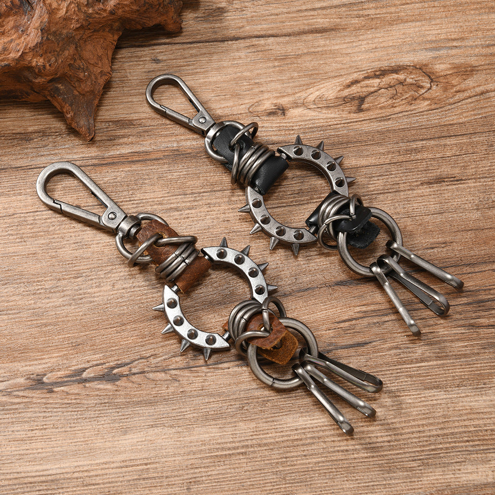 Wholesale Leather retro punk keychain