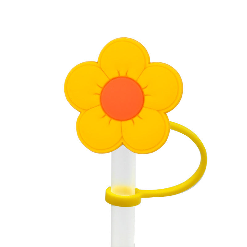 Wholesale 10PCS Plant Flowers Silicone Straw Tube Cap Straw Sleeves Straw Decorations