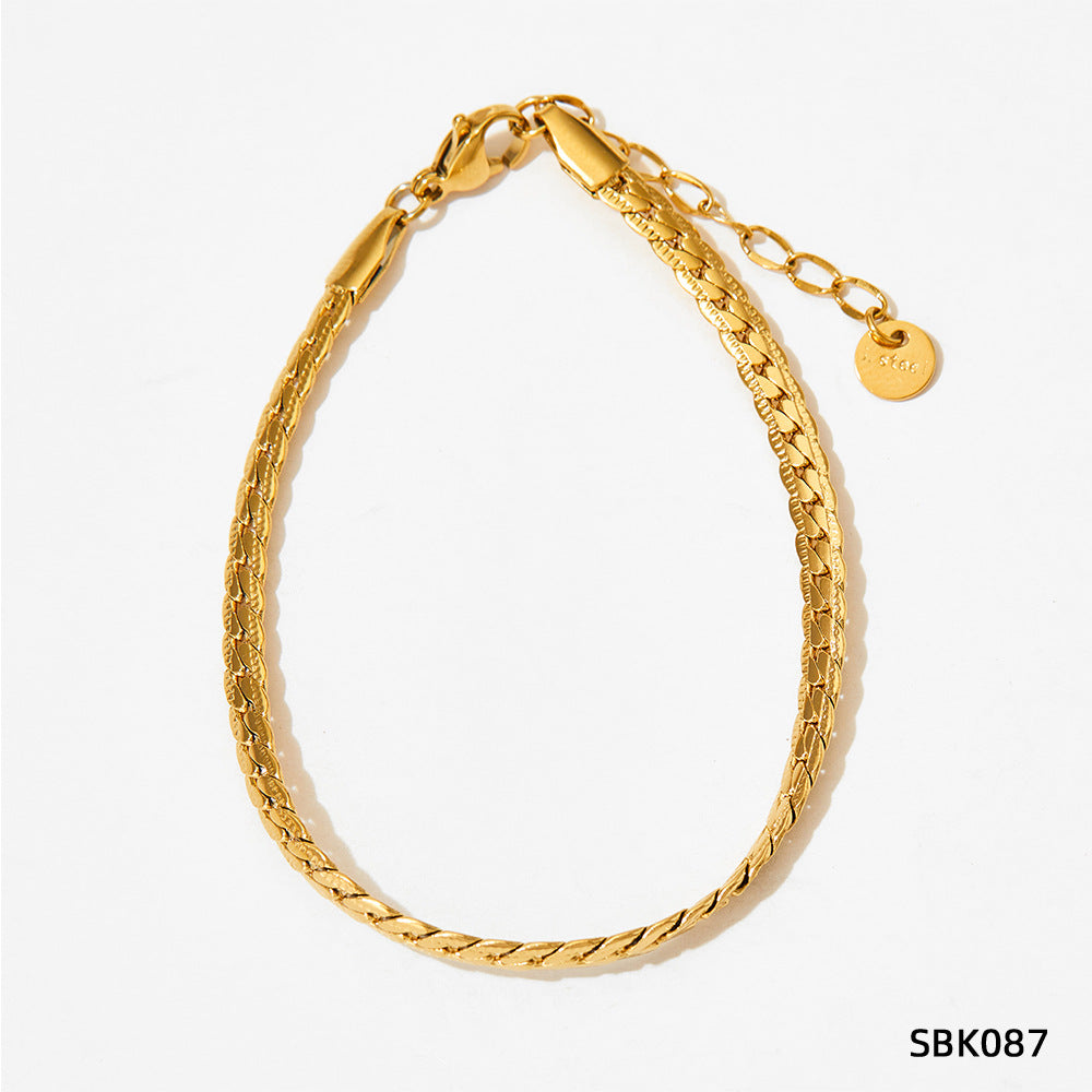 Wholesale  Stainless Steel Stacked  Inlaid Zircon Love Pendant Simple Design Bracelet suit