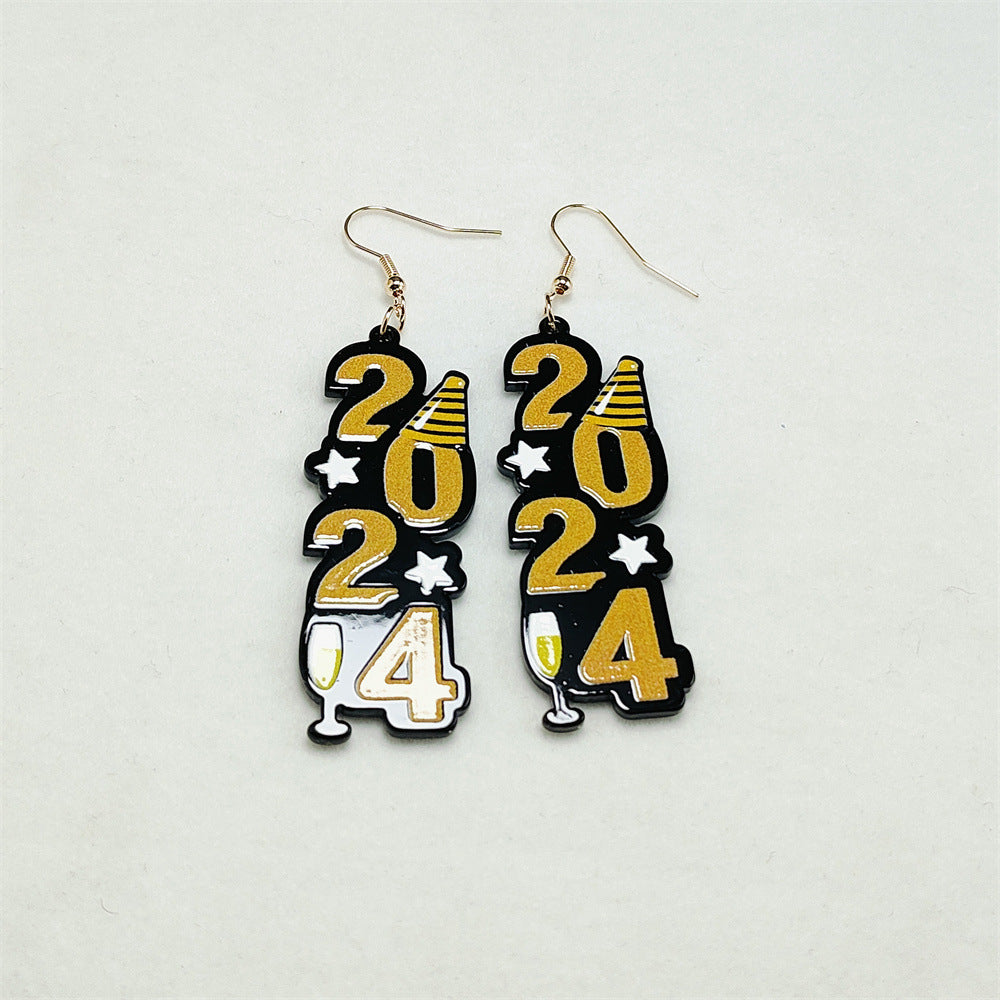 Wholesale Cute Creative Star Acrylic Plate Printed Earrings ACC-ES-Qiyu020