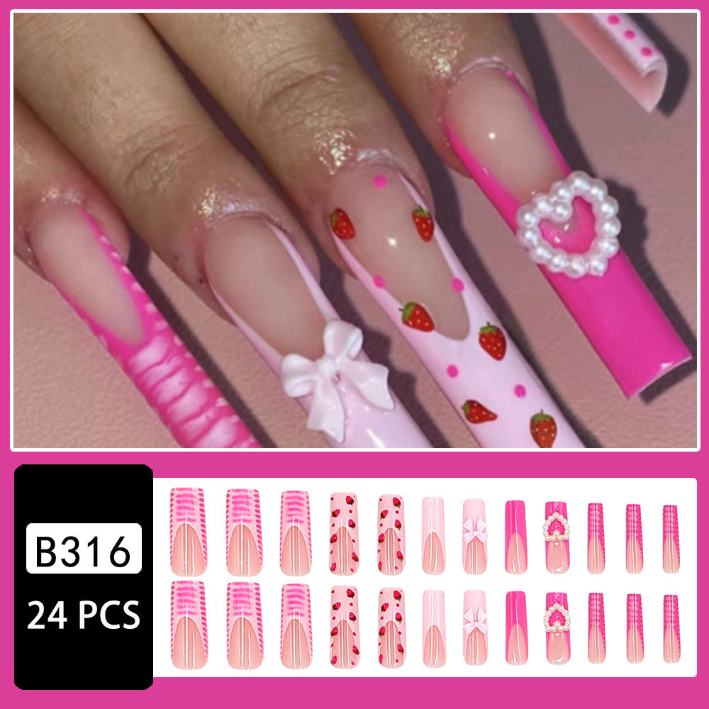 Wholesale 24 Pieces/box Love Bow Manicure Press-on Nails Kits Nail Stickers ACC-NS-NaiEr011