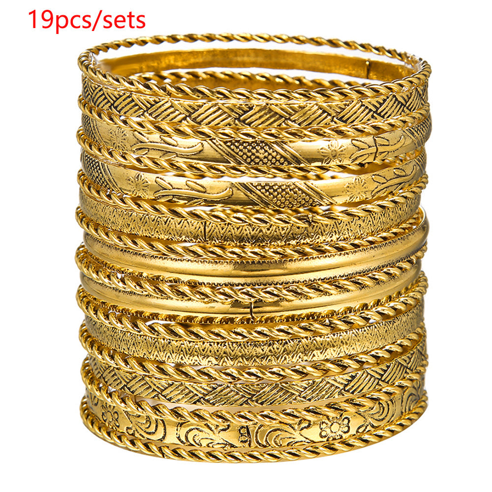 Wholesale Set of 12 Bracelets Set Cross-Border Jewelry Bohemian Style Multi-Layer Alloy Bracelets
