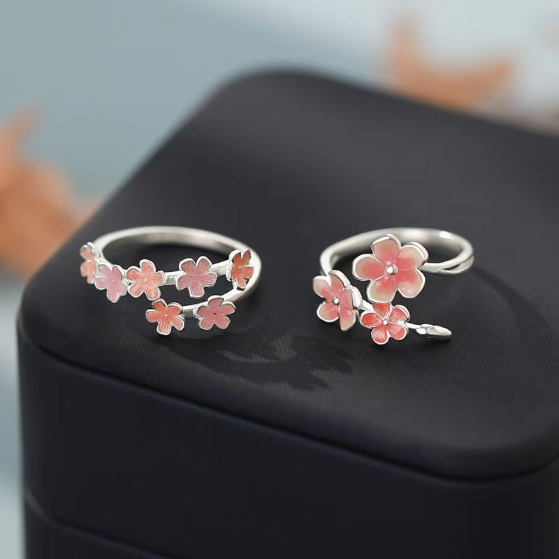 Wholesale Adjustable Flower Ring With Pink Enamel Tulip Design Everyday Wear Fashion Accessory For Boutique Resale