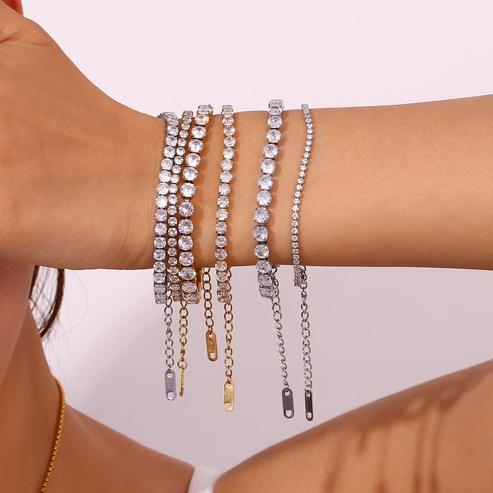 Wholesale Stainless Steel Bracelets 18K Gold Plated Bracelet Micro Inlaid Zircon Chain Bracelet ACC-BT-MengJ002