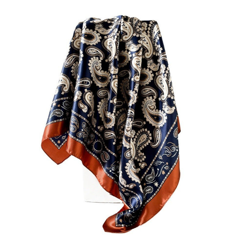 Wholesale 90cm ladies  cashew printed turban silk scarf