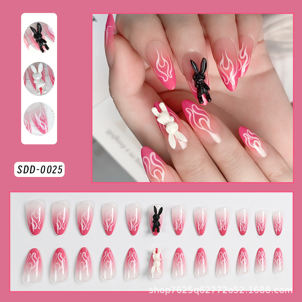 Wholesale 24Pcs Christmas Press On Nails Short Square Almond Gradient Rhinestone Cute Flower Design For Boutique Resale