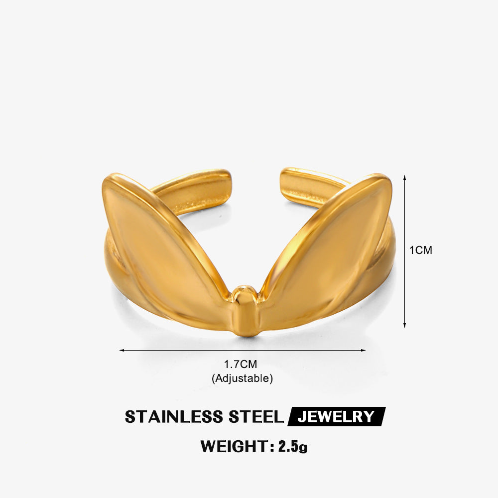 Wholesale Stainless Steel Love Heart 18K Gold Plated Open Adjustable Ring