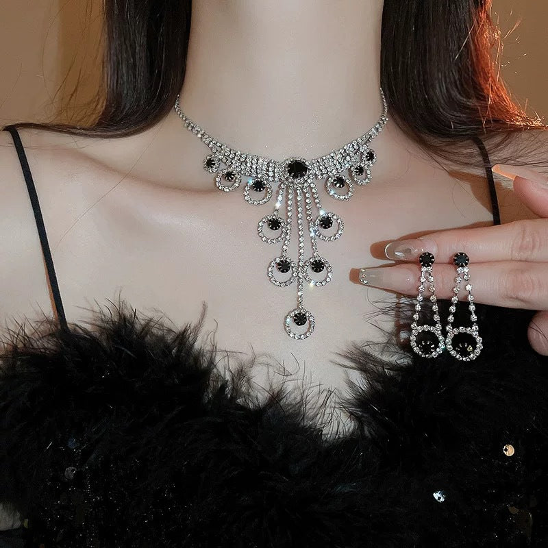 Wholesale Man-made Pearl and Rhinestone Earring Necklace and Bracelet Set