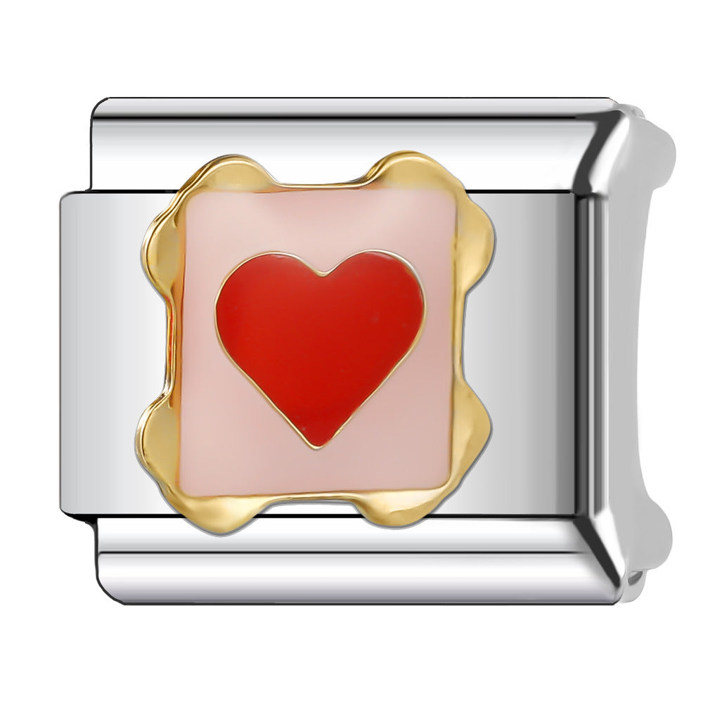 Wholesale Italian Charm Bracelet 9mm DIY Splicing Red Series Stainless Steel Composable Bracelet