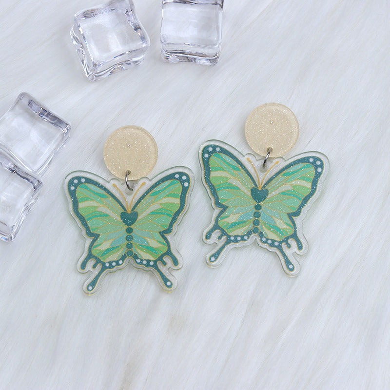 Wholesale Bohemian Style Printed Butterfly Acrylic Earrings ACC-ES-DA009