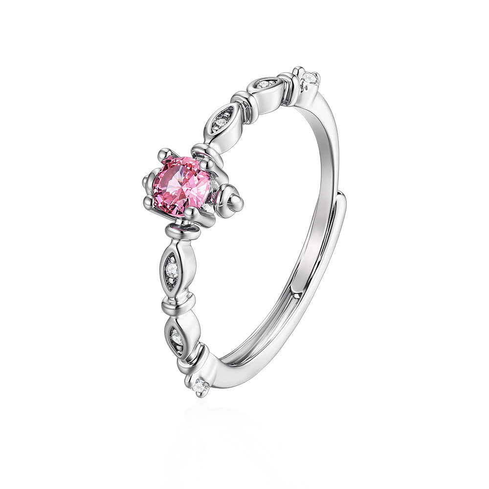 Wholesale Snowflake Geometric Open Ring For Women Silver Pink Zircon Stone Electroplated Fashion Accessory For Everyday Wear And Boutique Resale