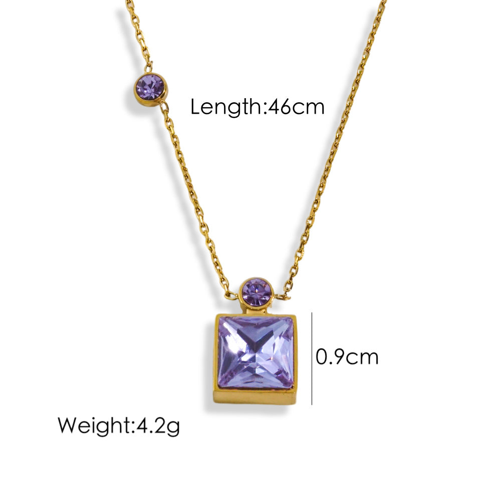 Wholesale  color square diamond Stainless steel necklace